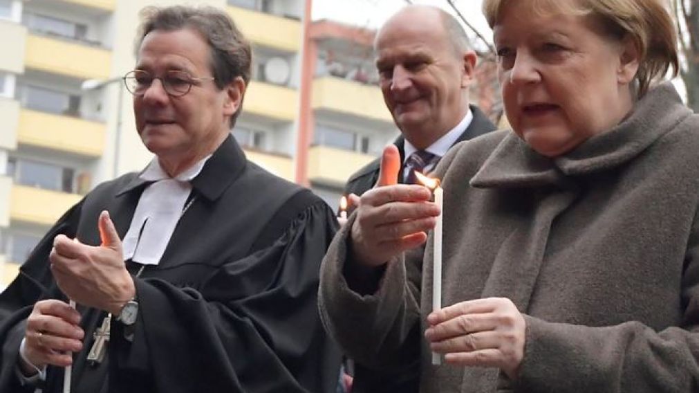Merkel en el acto conmemorativo.