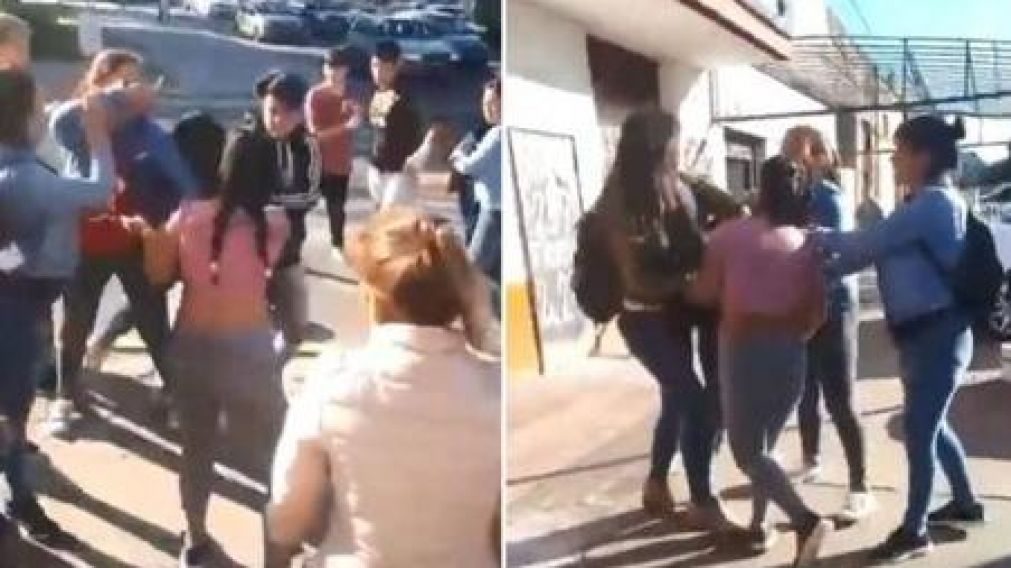As� se pelearon los alumnos de Villa Elvira (Captura video).