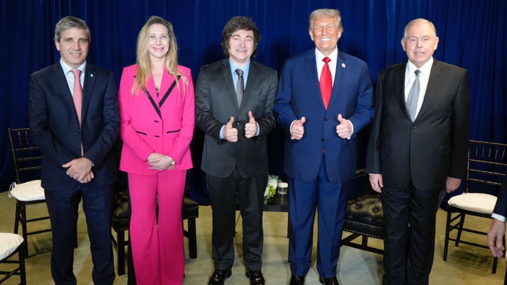 Javier Milei, Karina Milei, Luis Caputo y Gerardo Werthein en la reunión bilateral con Donald Trump en Nueva York.
