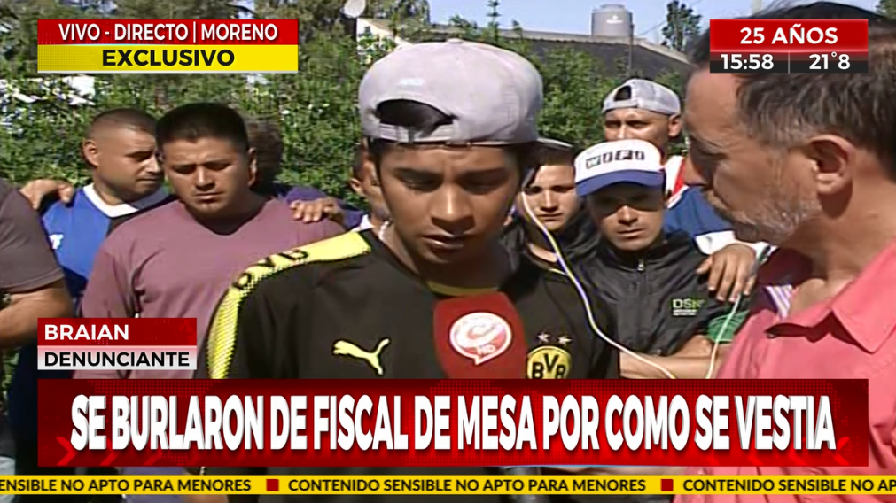 Captura de pantalla de la entrevista de Crónica HD con Braian.