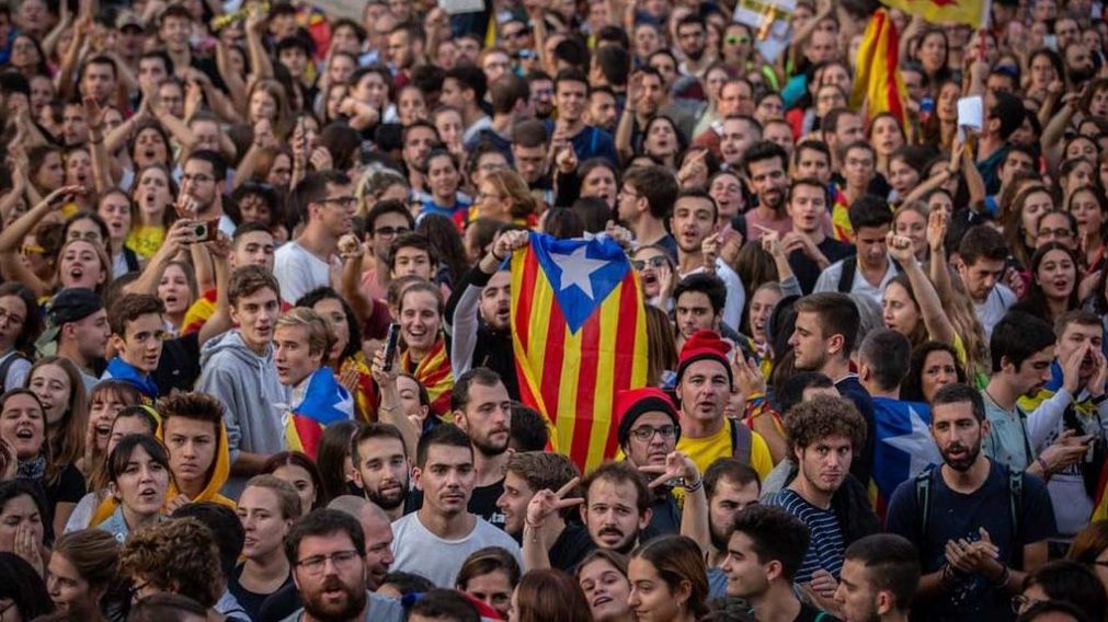 Manifestantes en Barcelona.