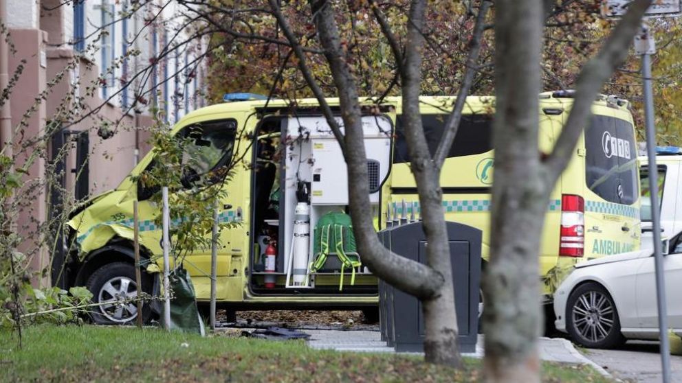 Así quedó la ambulancia tras los hechos.