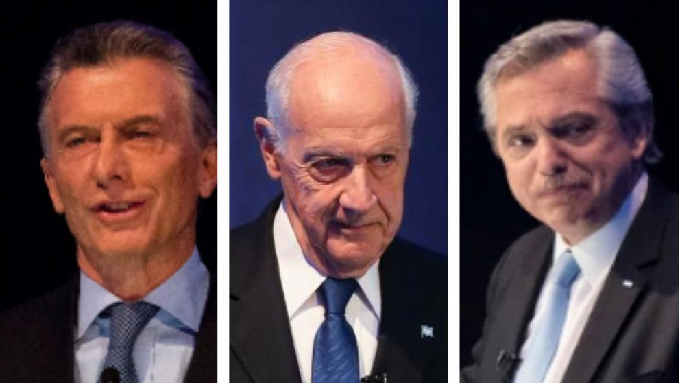 Mauricio Macri, Roberto Lavagna, y Alberto Fernández, los tres candidatos presidenciales.