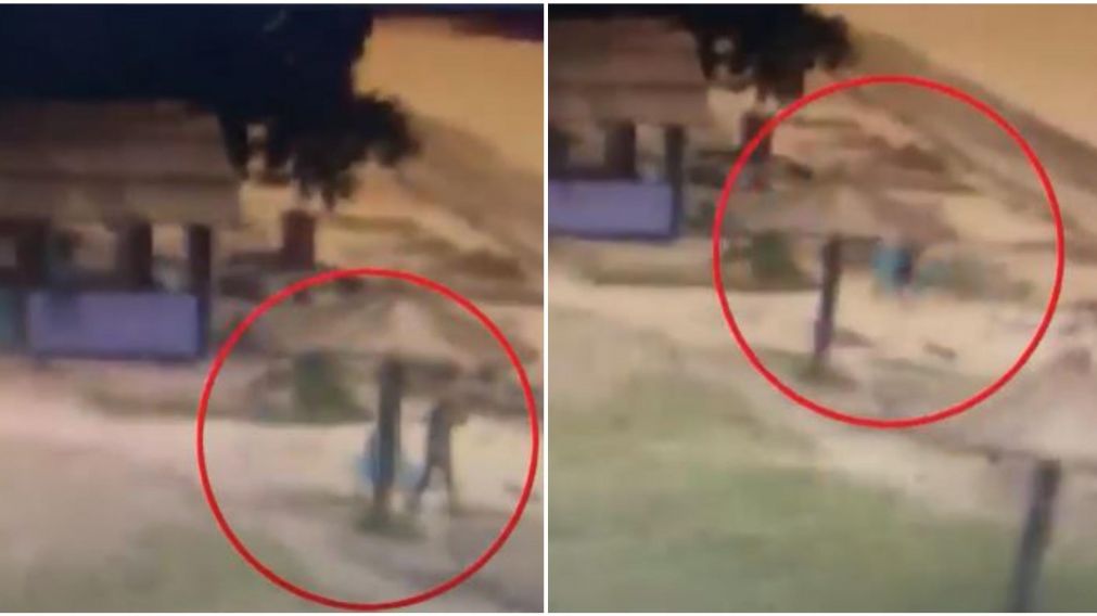 El momento en que Abril y Ag�ero se encuentran en la playa (Captura).