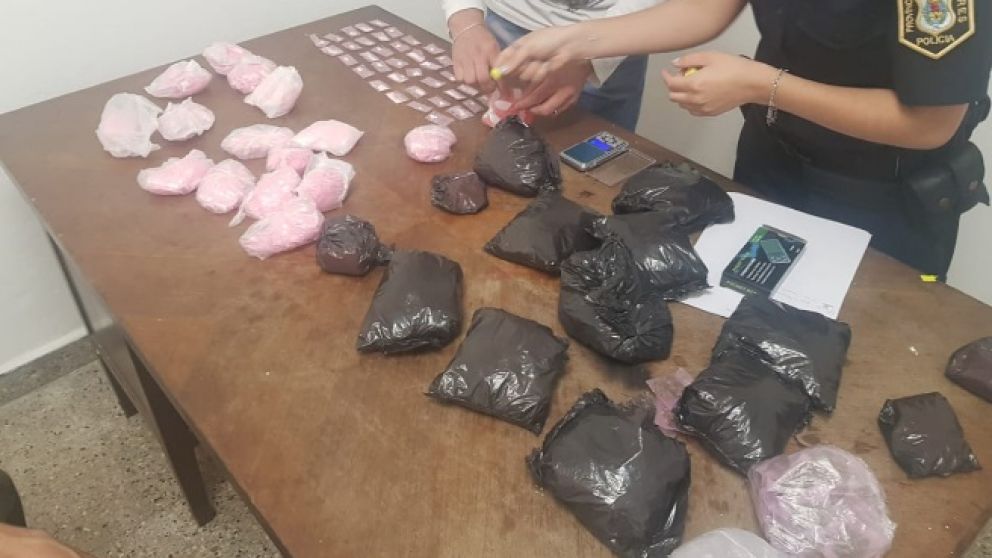 Parte de las sustancias que fueron secuestradas por los efectivos de seguridad.