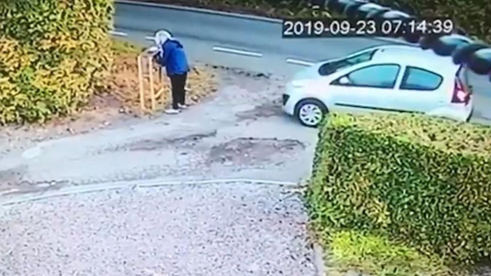 La mujer a punto de ser arrollada por su propio auto (Captura video).
