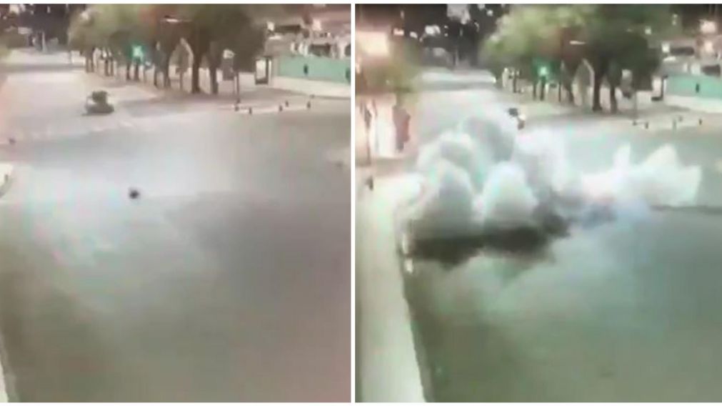 El momento de la explosión quedó registrado en video (Captura).