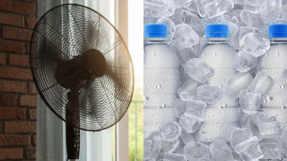 Un truco casero y económico que combina ventilador y botella congelada para aliviar el calor sin aire acondicionado (Imagen ilustrativa).