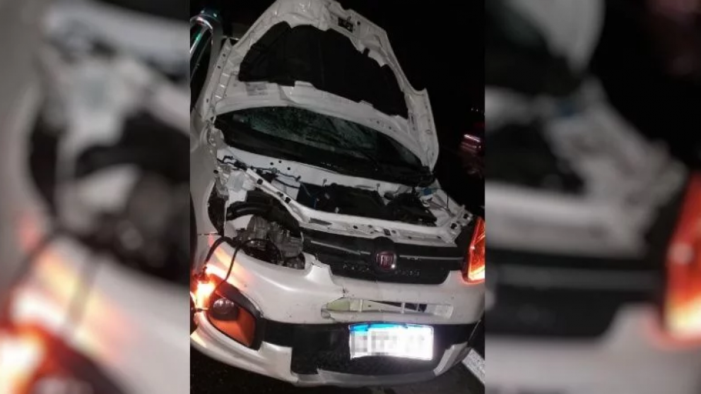 Así quedó el vehículo que atropelló a la víctima.