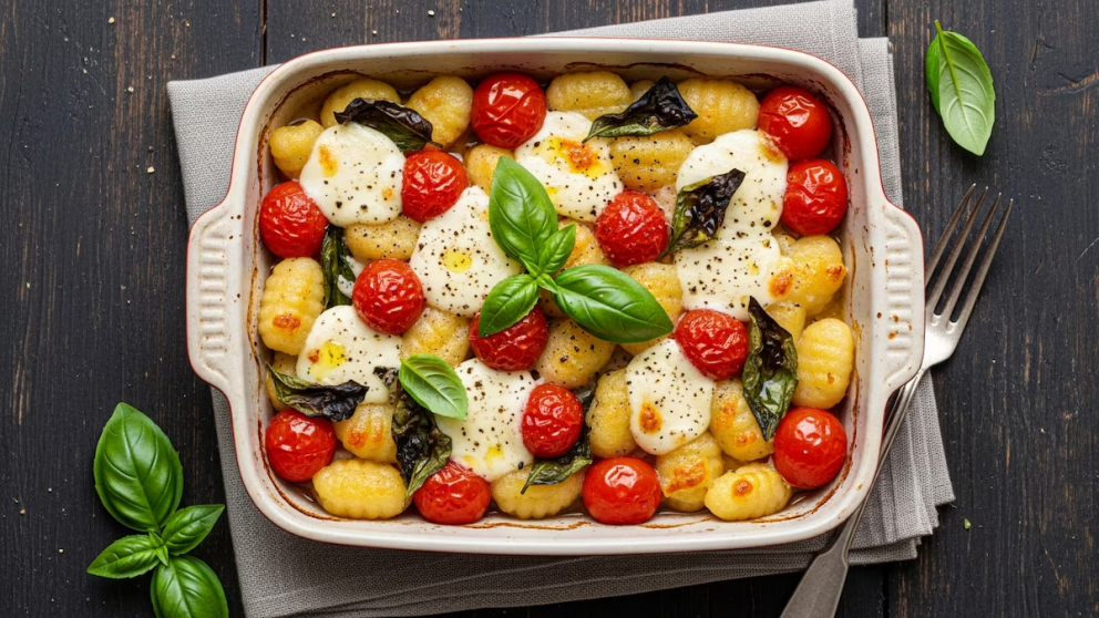 Cómo cocinar unos deliciosos ñoquis caprese al horno.