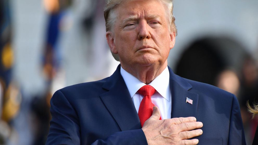 Donald Trump durante su discurso sobre el 11-S. (AFP)