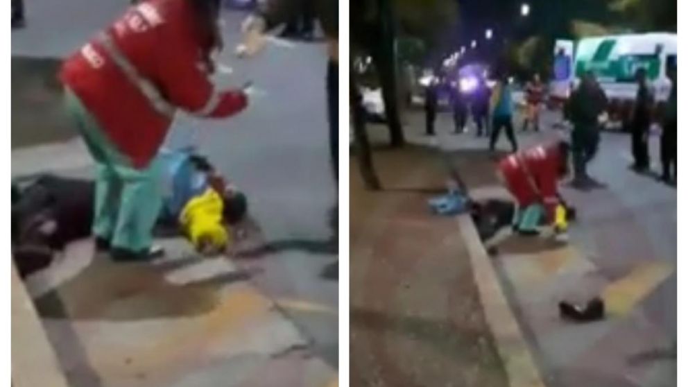 Así socorrían a Santiago Siciliano luego de ser embestido.