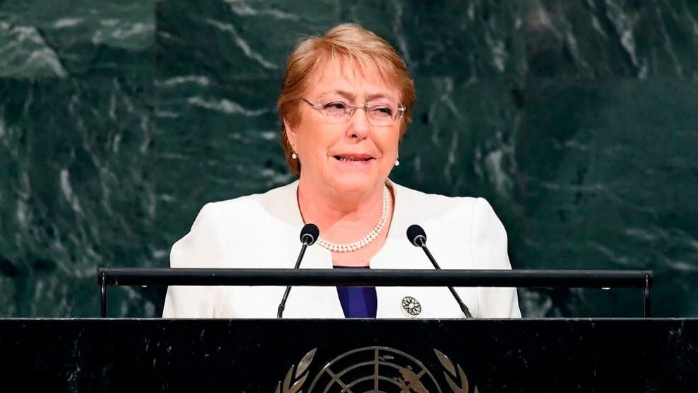 Bachelet, en conferencia de prensa en la ONU (Gentileza AFP).