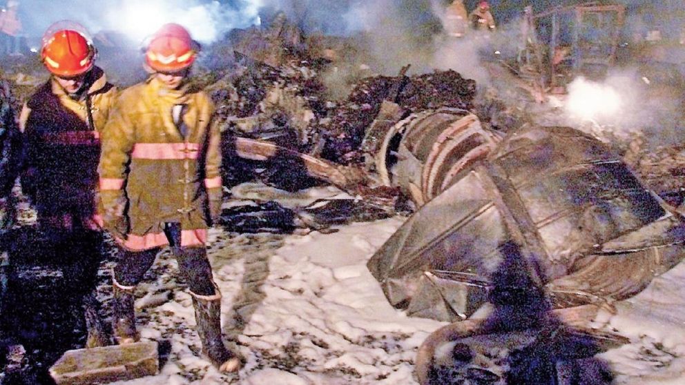 Una de las desoladoras im�genes que dej� el accidente. 