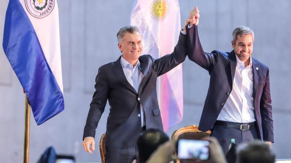 Macri y su par paraguayo, Mario Abdo Benítez (Foto @CancilleriaARG).