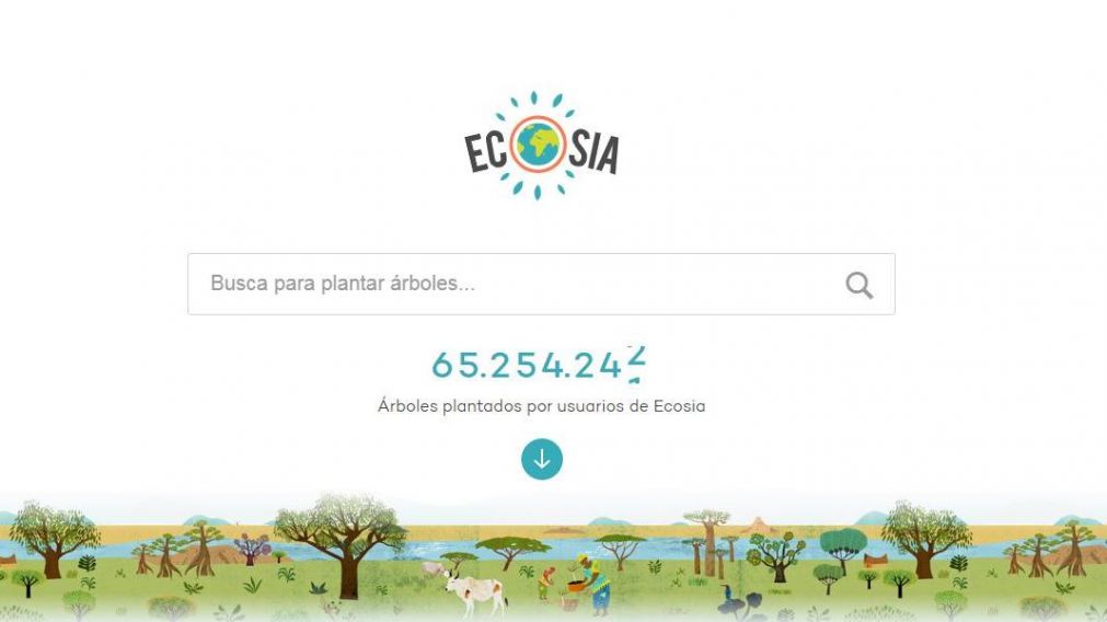 La página de Ecosia muestra la cantidad de árboles que ya han logrado plantar.