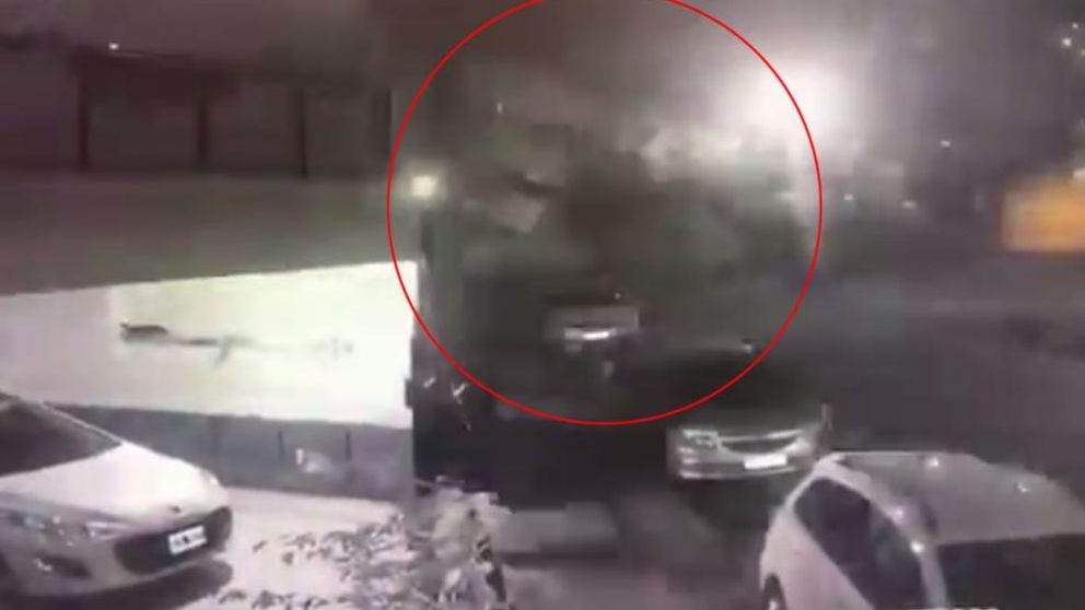 El momento del derrumbe.