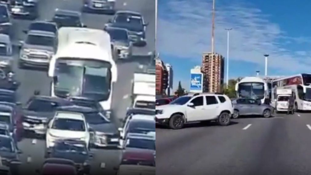 Un choque múltiple en la avenida General Paz generó caos de tránsito (Capturas de video).