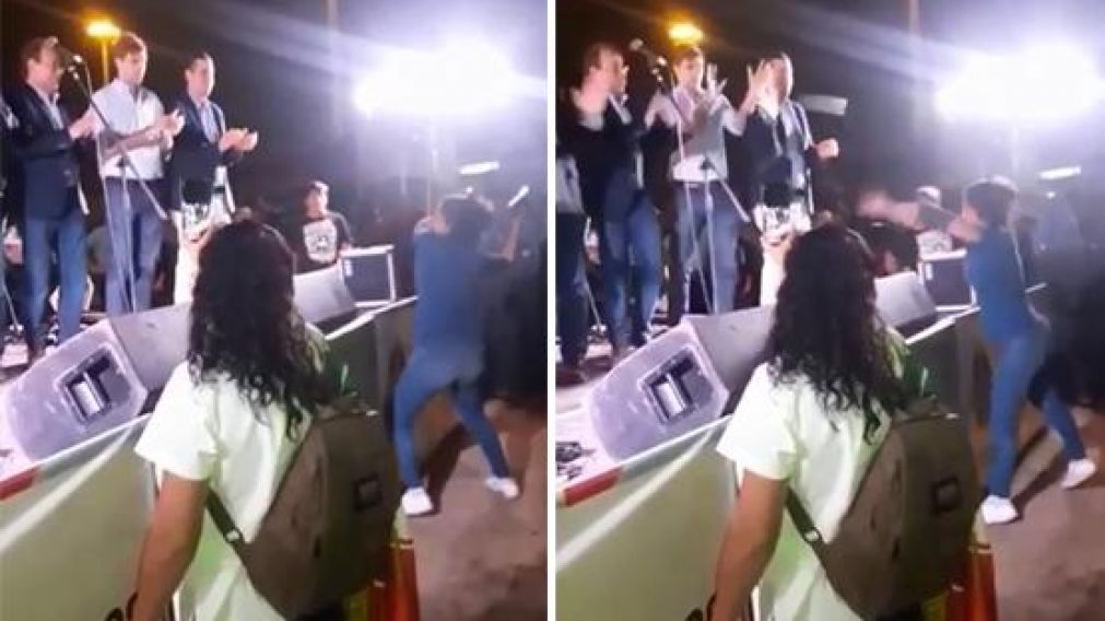 Capturas del momento del escrache al jefe comunal.