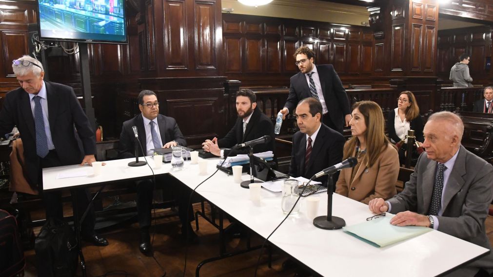 Los imputados durante la audiencia por la muerte de la periodista (T�lam).