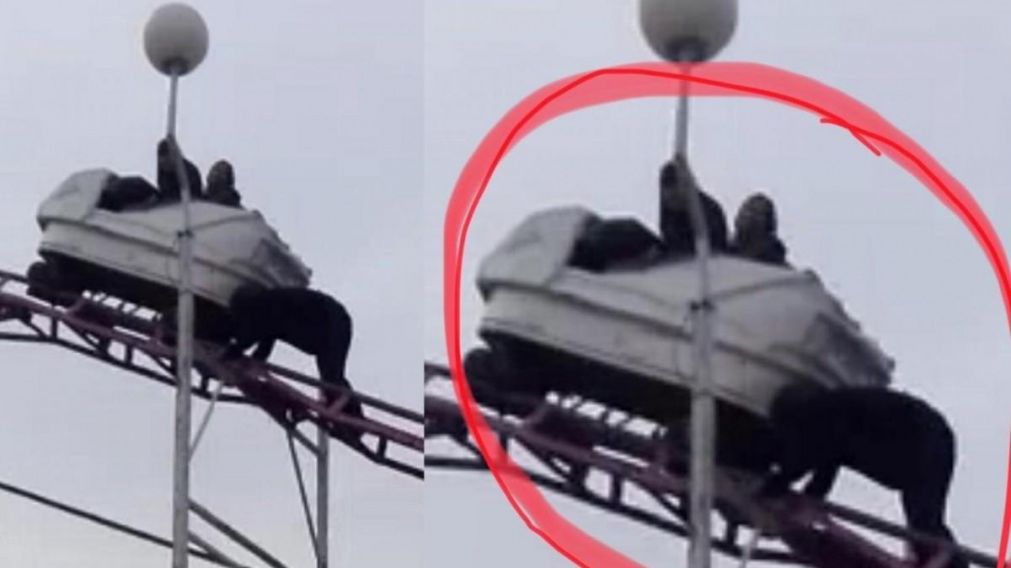 La pareja pasó minutos de angustia atrapada en las alturas (Captura de video).