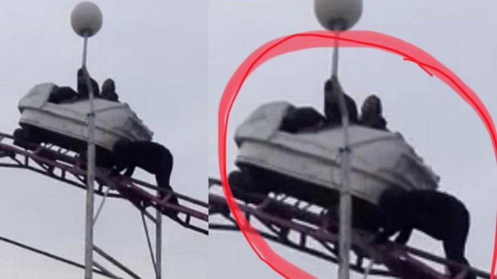 La pareja pasó minutos de angustia atrapada en las alturas (Captura de video).