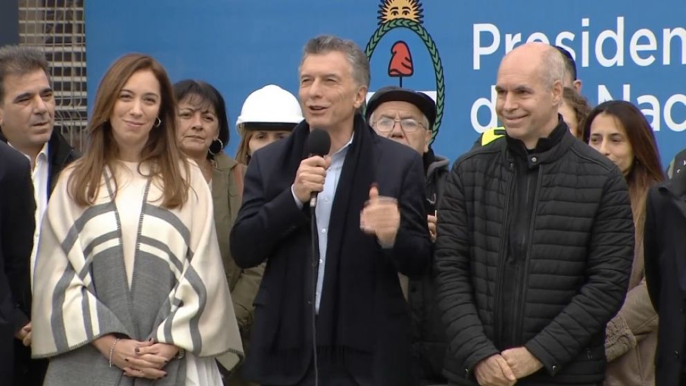 El Presidente estuvo acompañado de la gobernadora Vidal y el jefe de gobierno porteño, Rodríguez Larreta.