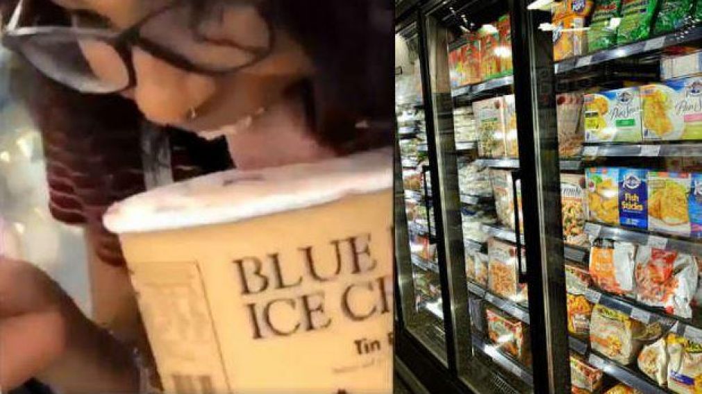 La joven chupó un helado y lo devolvió a la heladera (Captura).
