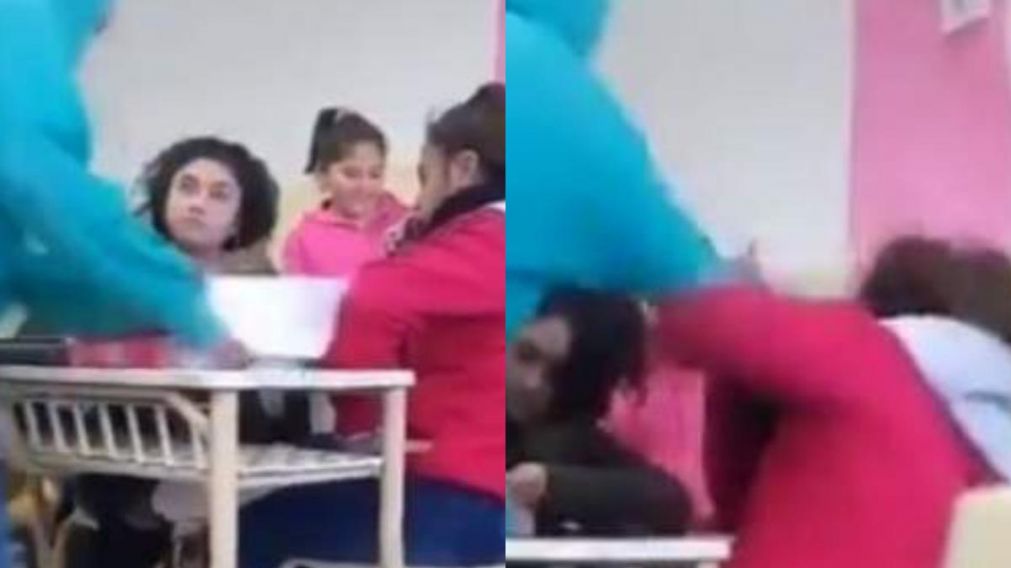 As� golpe� a las alumnas en plena clase (Foto: captura).