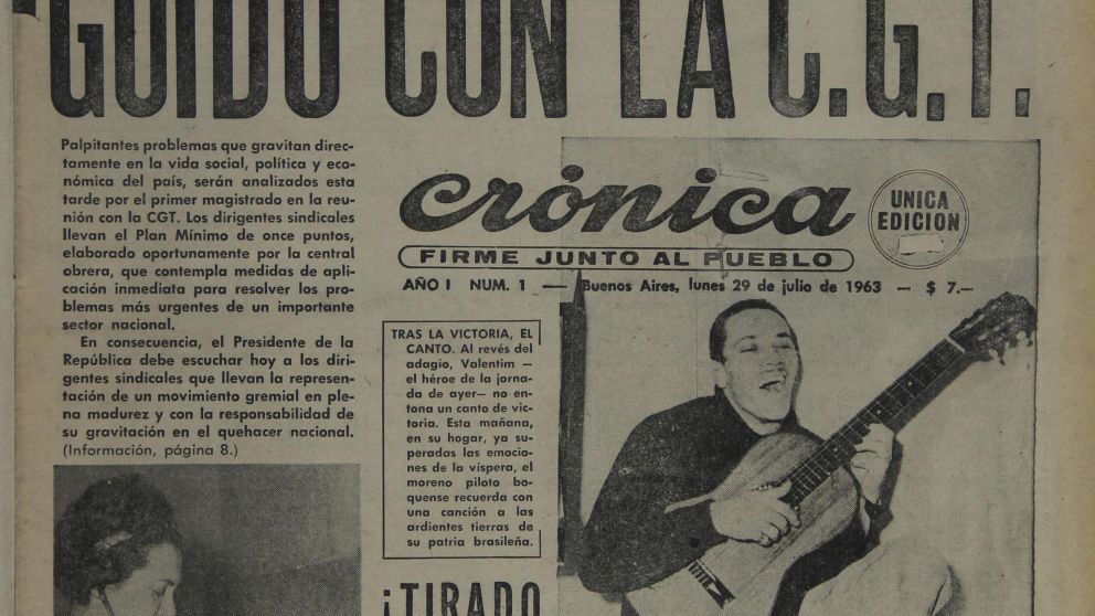 La primera tapa publicada por el Diario Cr�nica fundado en 1963. (Archivo Diario Cr�nica) 