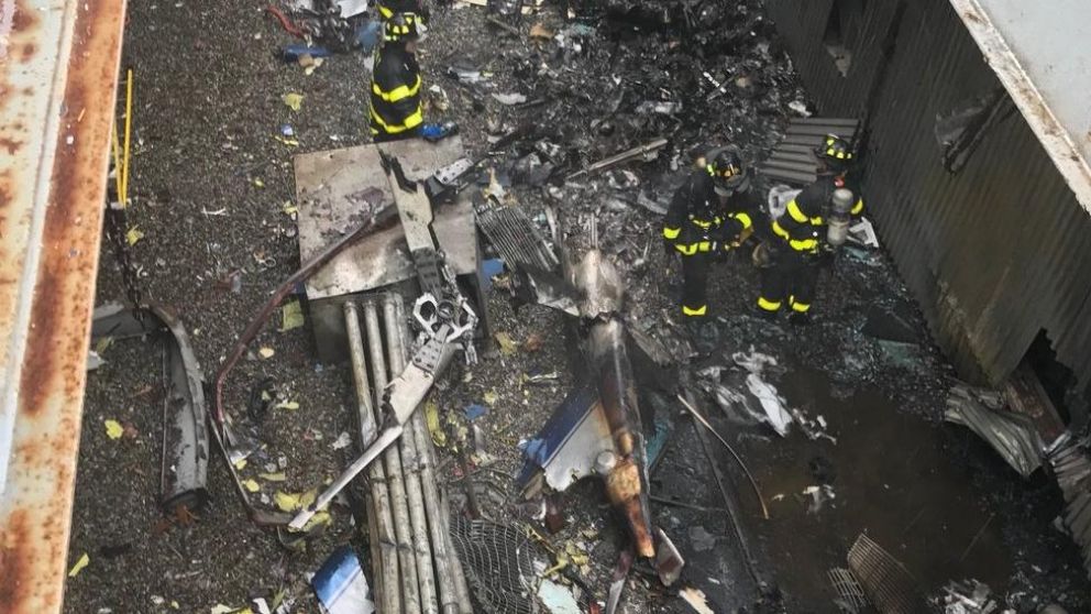 Así quedó el helicóptero luego del accidente (Twitter).