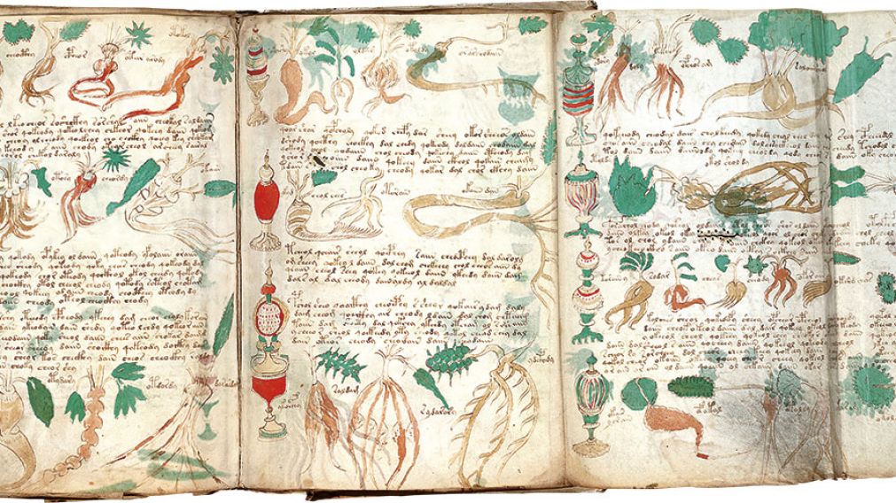 Presenta un sistema de escritura indescifrable y muchas ilustraciones de plantas medicinales, mujeres, signos del zod�aco y rasgos fantasiosos (Gentileza National Geographic). 