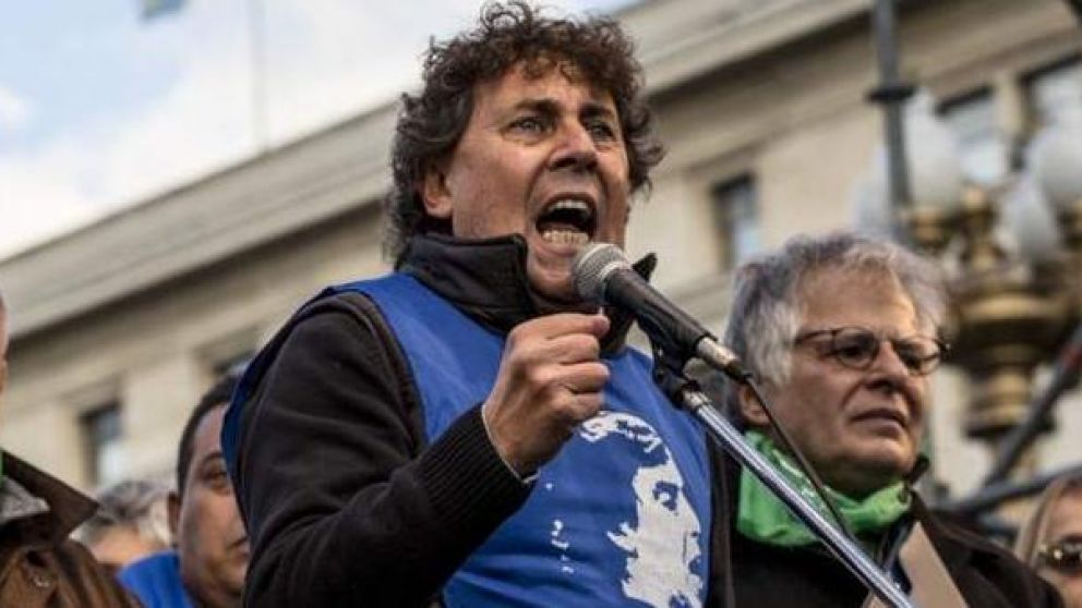 Micheli, titular de la CTA, durante el acto celebrado en el último paro nacional.
