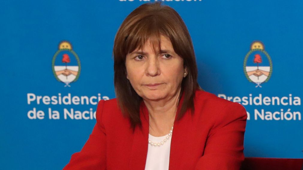 La ministra de Seguridad hablando sobre las barrabravas en la Casa Rosada. (Prensa Presidencia)