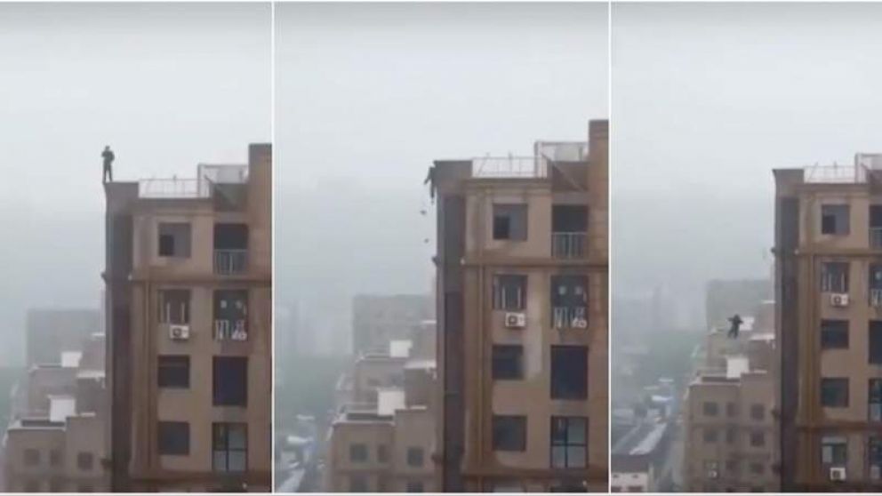 Capturas del video de la caída.