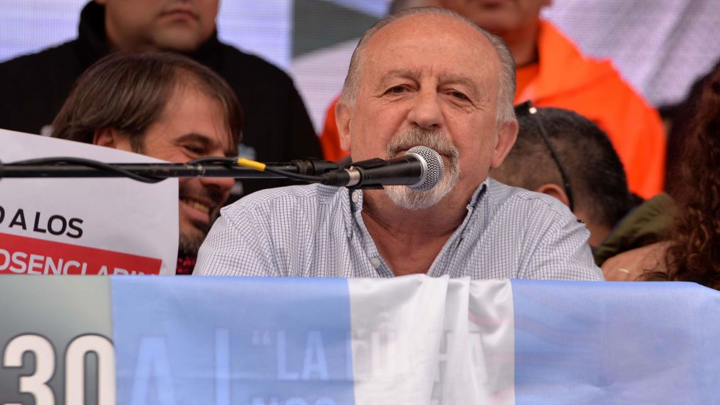 Yasky brind� un contundente discurso contra la administraci�n de Macri. (Nahuel Ventura/Diario Cr�nica)