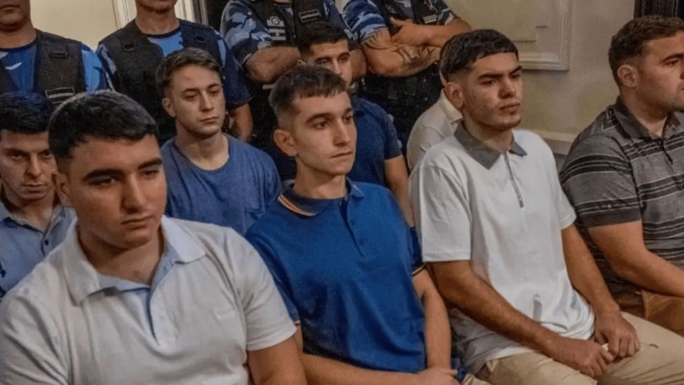 Los rugbiers durante el juicio en el que fueron juzgados.