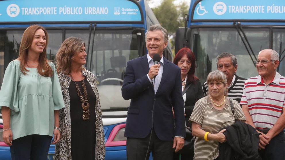 Vidal y Macri, en Junín. (Prensa Presidencia)