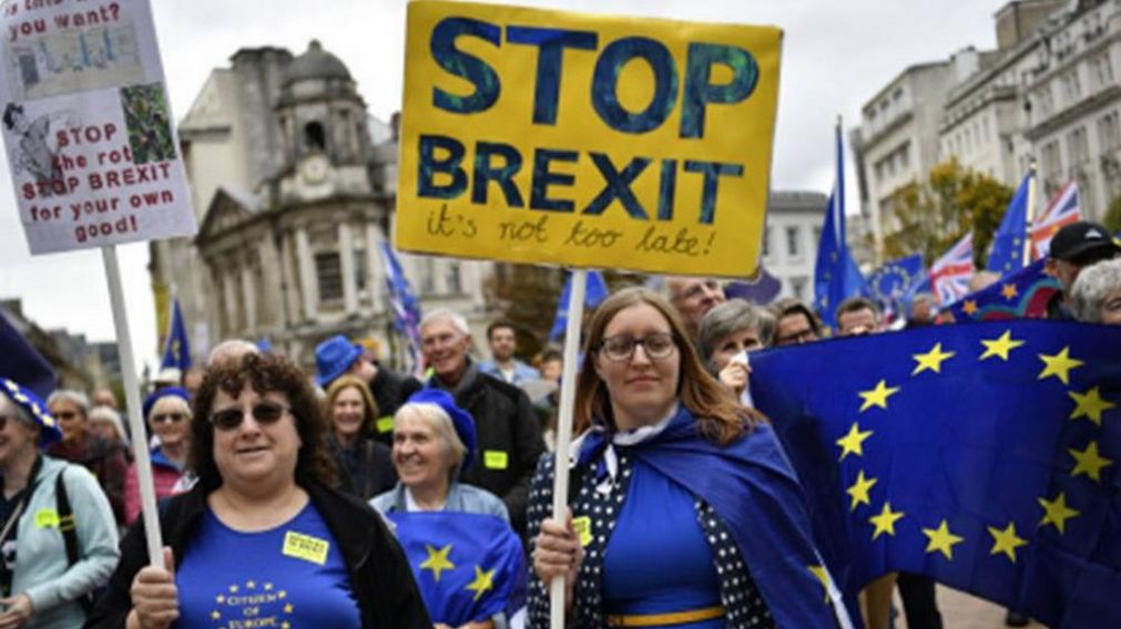Una de las tantas imágenes que dejó la multitudinaria marcha contra el Brexit.