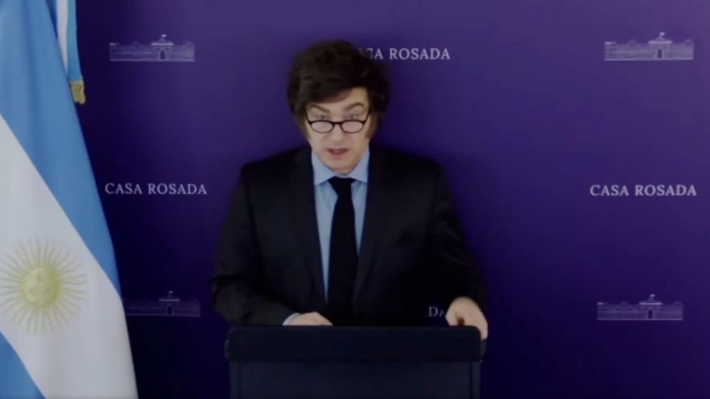 Javier Milei durante un acto del partido ultraderecha español VOX.
