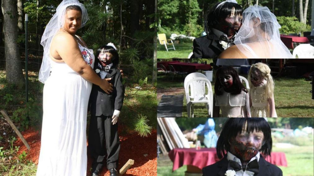 La felicidad de la mujer con su muñeca convertida en marido.