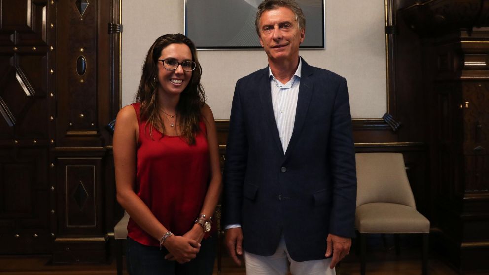Elisa Trotta, junto al presidente Mauricio Macri.