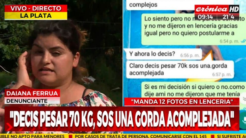 Daiana y los chats de la pol�mica (captura).