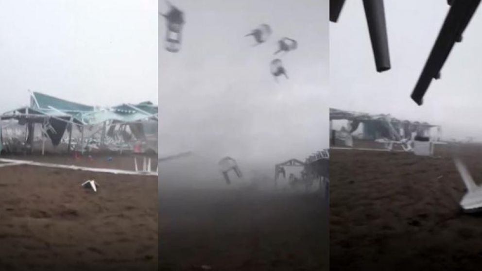 Violento tornado azotó Pinamar: volaron sillas, mesas y carpas