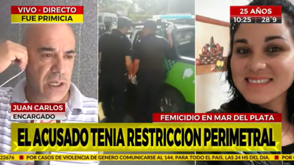 Juan Carlos había sacado del edificio cinco veces al femicida (Captura de TV).