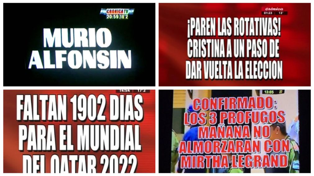 Las placas de Crónica TV, un clásico de la televisión argentina.