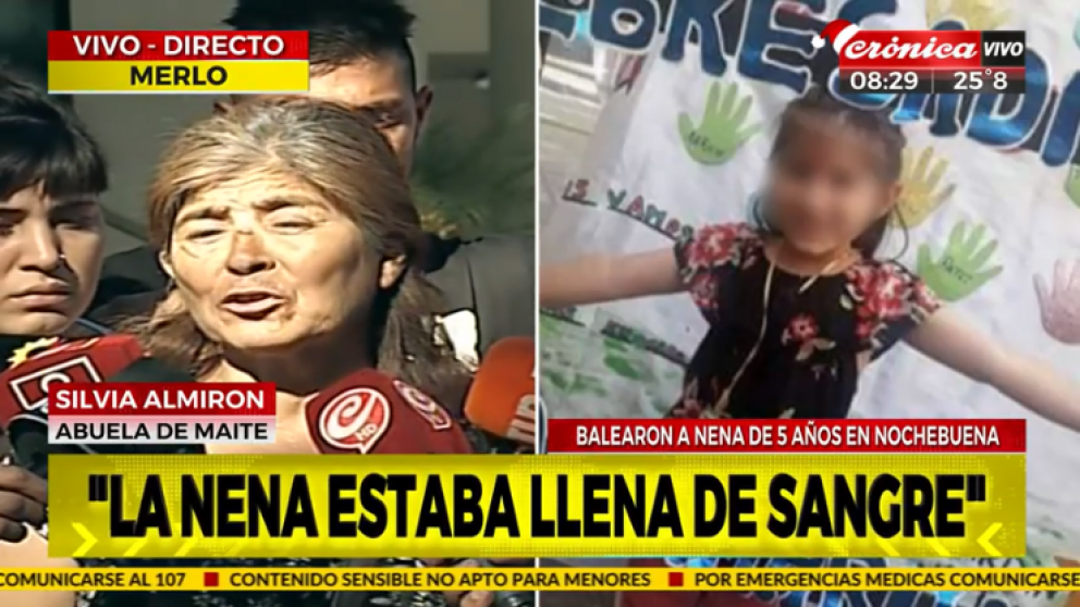 La abuela habló desde la puerta del Hospital de Merlo (Captura de TV).