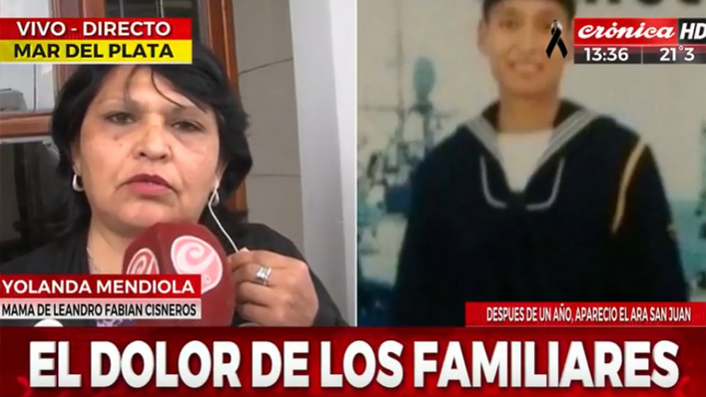 Yolanda Mendiola, la madre del tripulante del ARA San Juan, Leandro Fabián Cisneros.