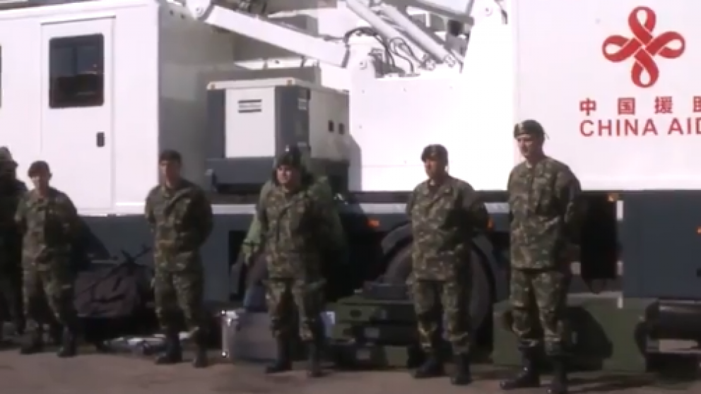 Parte del equipamiento donado por China (Captura de video)