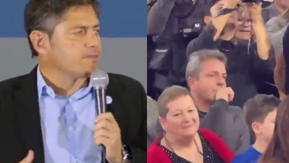 Sergio Massa se emocionó por el reconocimiento de Axel Kicillof en un acto previo a las elecciones.